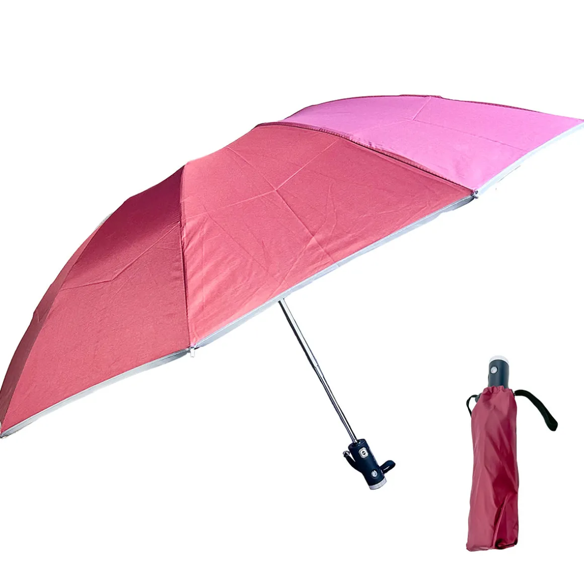 Reverse Folding Compact Umbrella with Flashlight
