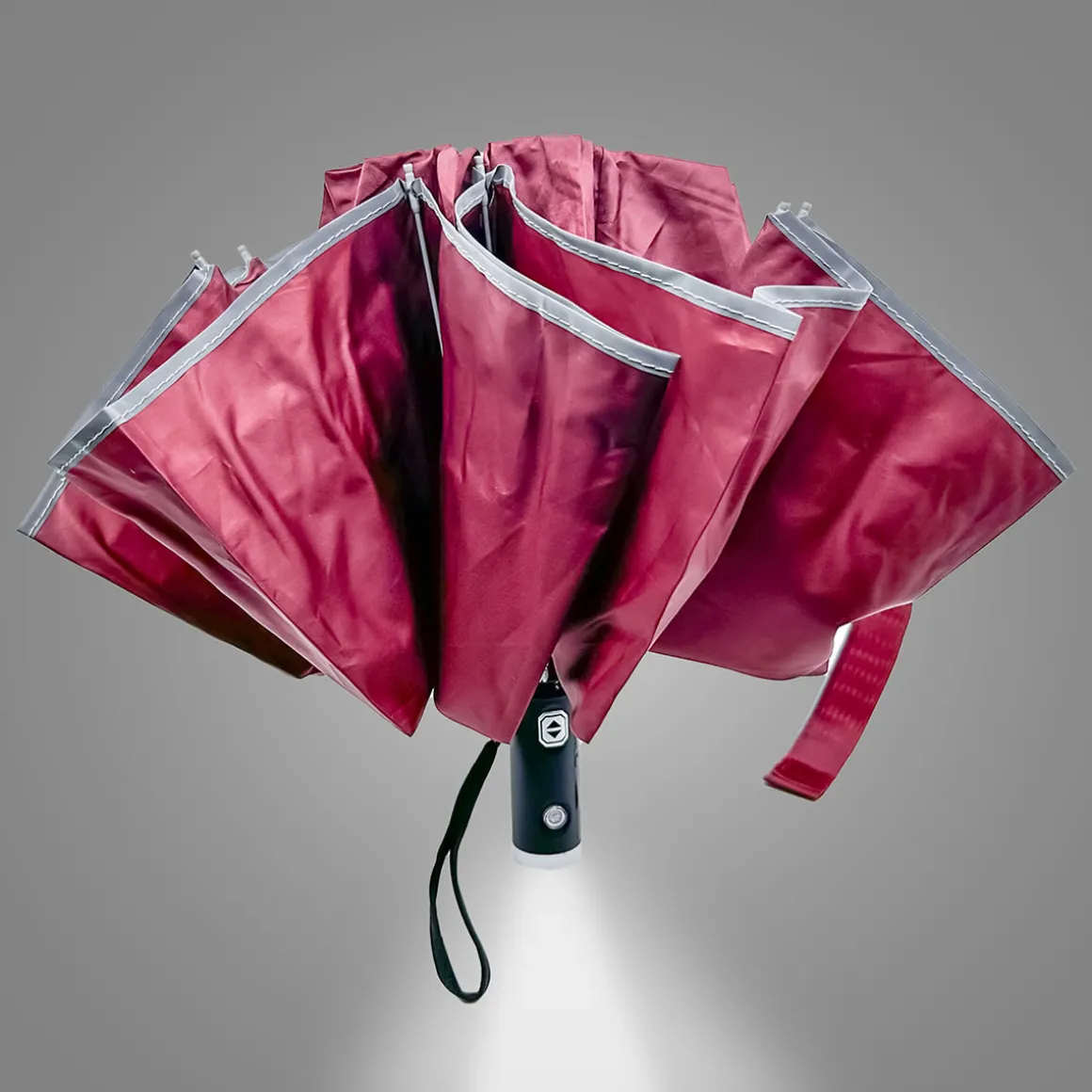 Reverse Folding Compact Umbrella with Flashlight