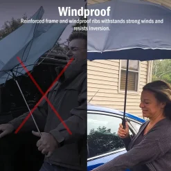 Reverse Folding Windproof Umbrella with Flashlight