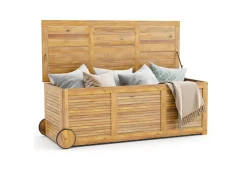 Rolling Patio Wooden Deck Box