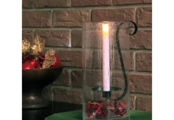 Rustic Hurricane with Flameless Wax Taper Candle