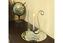 Rustic Hurricane with Flameless Wax Taper Candle