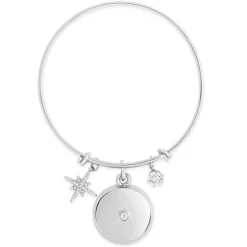 Safety Star Burst Charm Bracelet with Crystal Pendant