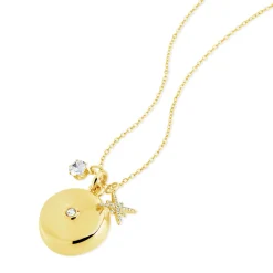 Safety Star Burst Charm Necklace with Crystal Pendant