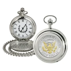 Selectively Gold-Layered Presidential Seal JFK Half Dollar Coin Pocket Watch