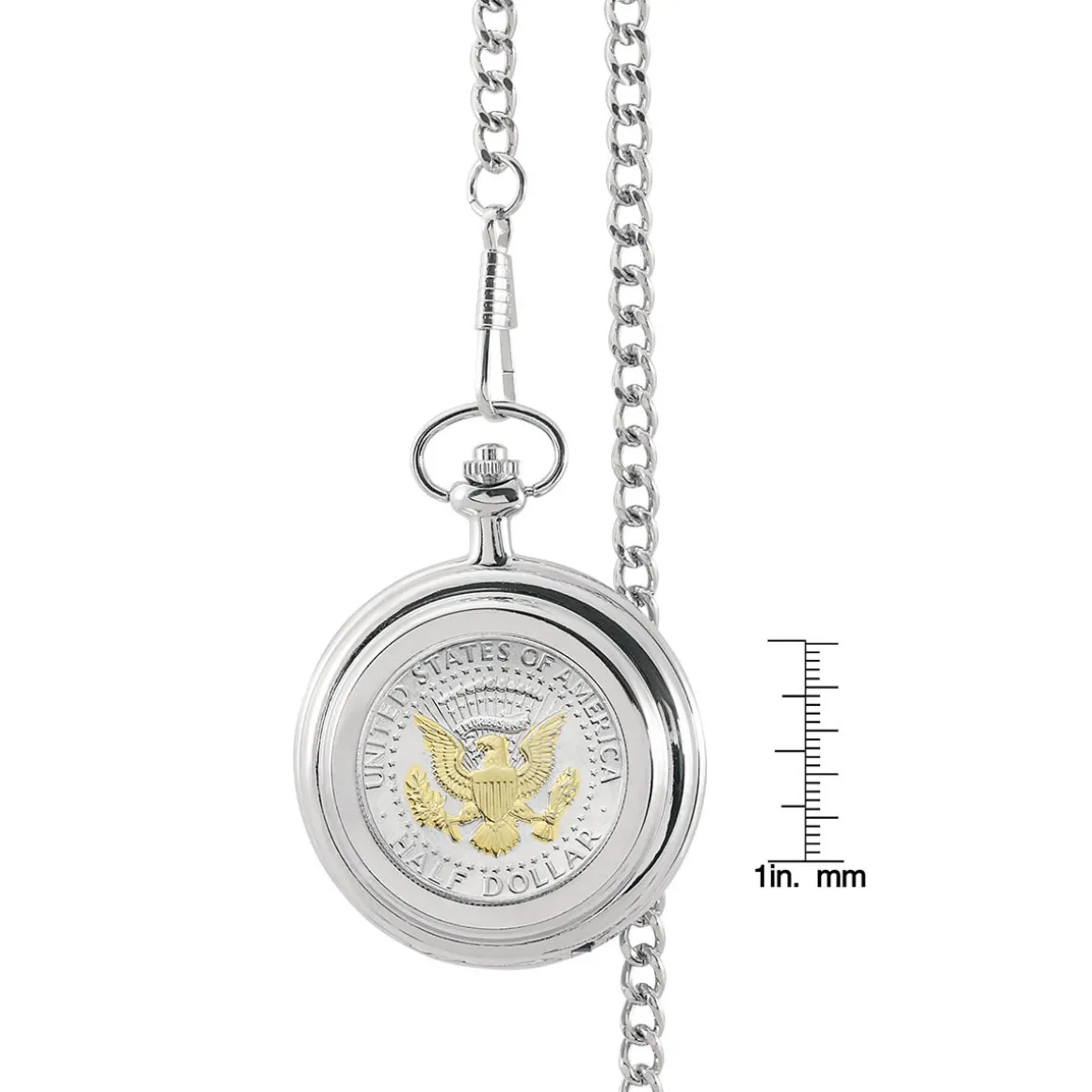 Selectively Gold-Layered Presidential Seal JFK Half Dollar Coin Pocket Watch