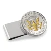 Selectively Gold-Layered Presidential Seal JFK Half Dollar Stainless Steel Silvertone Coin Money Clip