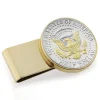 Selectively Gold-Layered Presidential Seal JFK Half Dollar Stainless Steel Goldtone Coin Money Clip