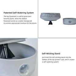 Self-Watering Rock Garden Pot System for Indoor Plants (Set of 3)
