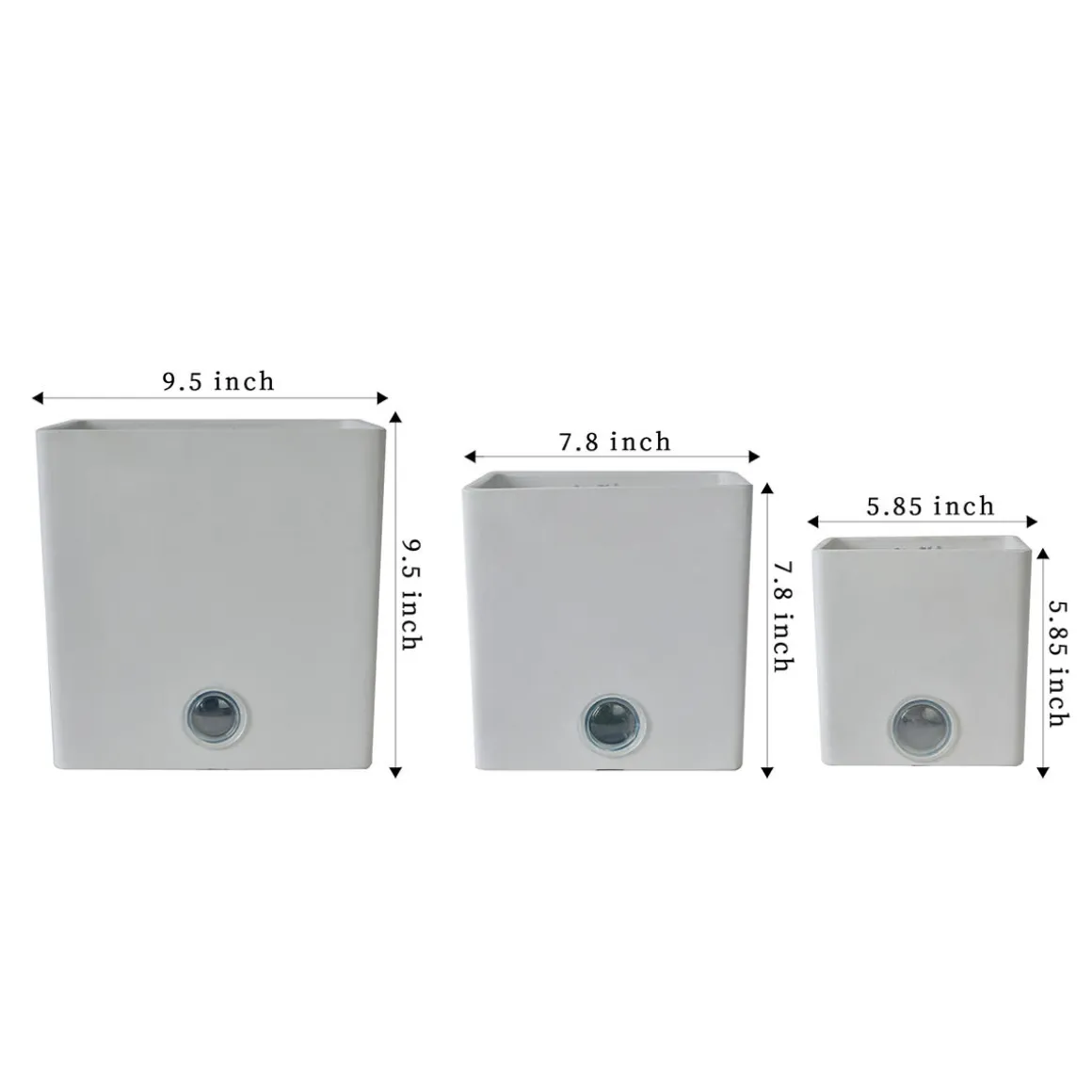 Self-Watering Square Pot System for Indoor Plants (Set of 3)