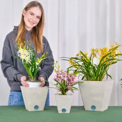 Self-Watering Tall Square Pot System for Indoor Plants (Set of 3)