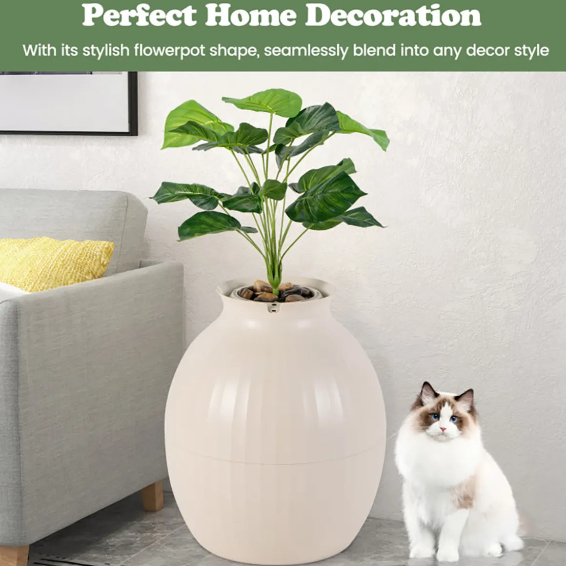 Smart Plant Hidden Litter Box with Odor Control