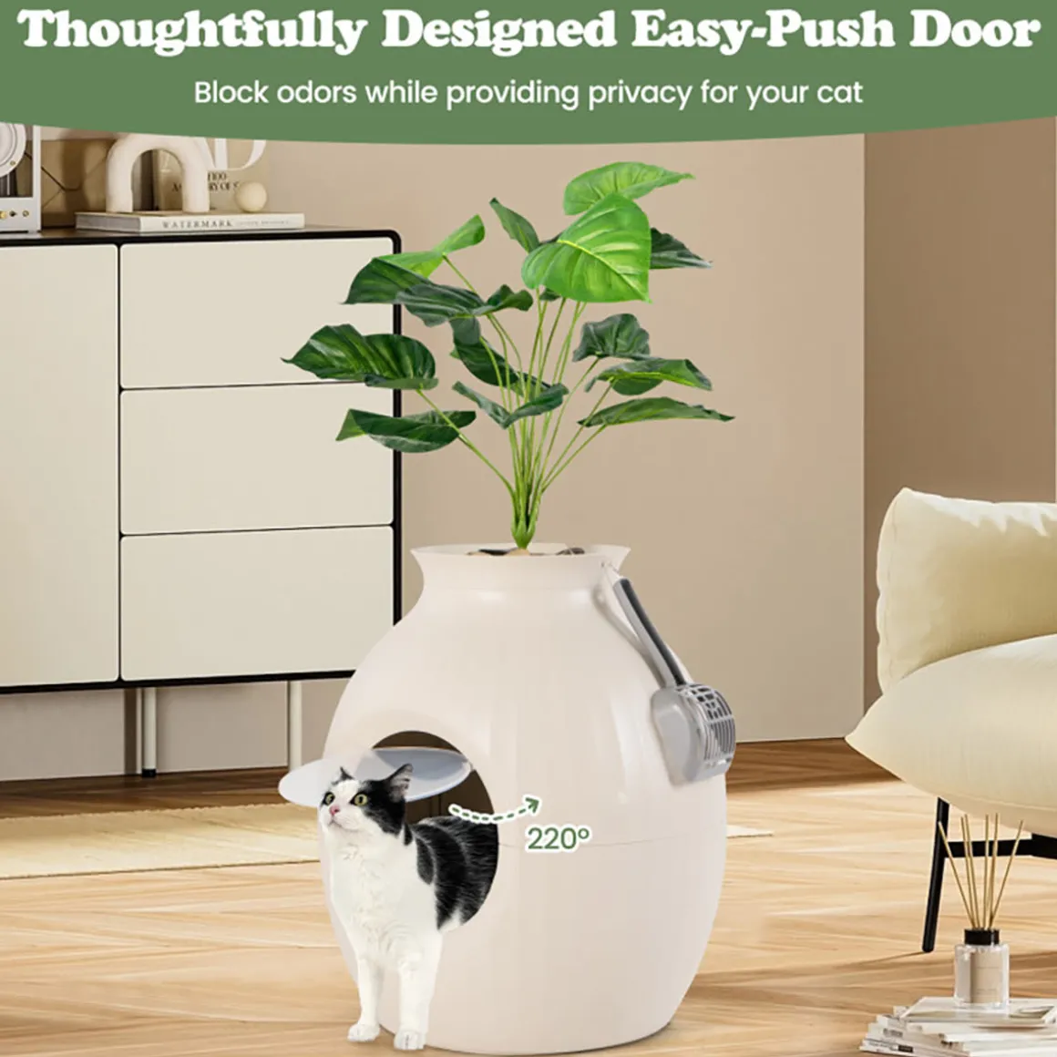 Smart Plant Hidden Litter Box with Odor Control