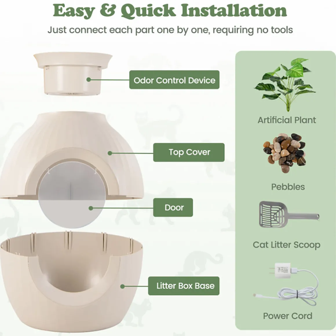 Smart Plant Hidden Litter Box with Odor Control
