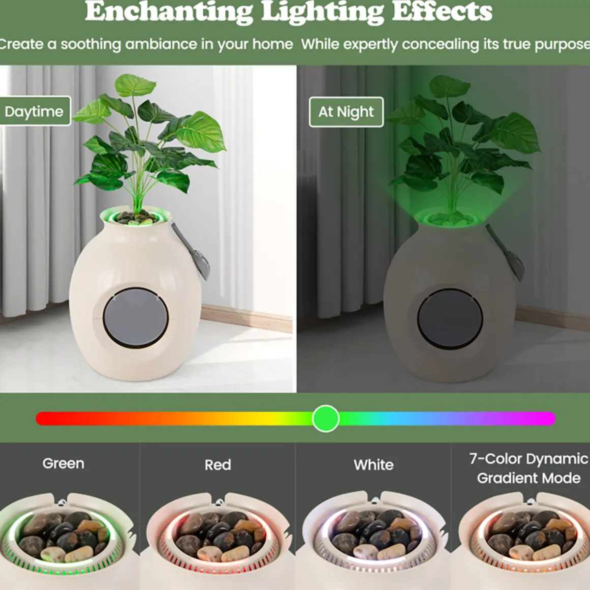 Smart Plant Hidden Litter Box with Odor Control