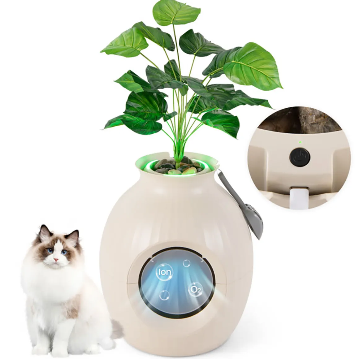 Smart Plant Hidden Litter Box with Odor Control