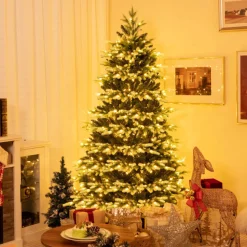 Snowy Tipped Pre-Lit Hinged Christmas Tree with Remote Control