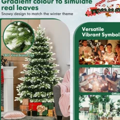 Snowy Tipped Pre-Lit Hinged Christmas Tree with Remote Control