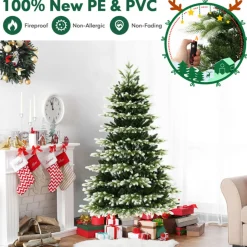 Snowy Tipped Pre-Lit Hinged Christmas Tree with Remote Control