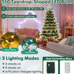 Snowy Tipped Pre-Lit Hinged Christmas Tree with Remote Control