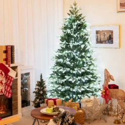 Snowy Tipped Pre-Lit Hinged Christmas Tree with Remote Control