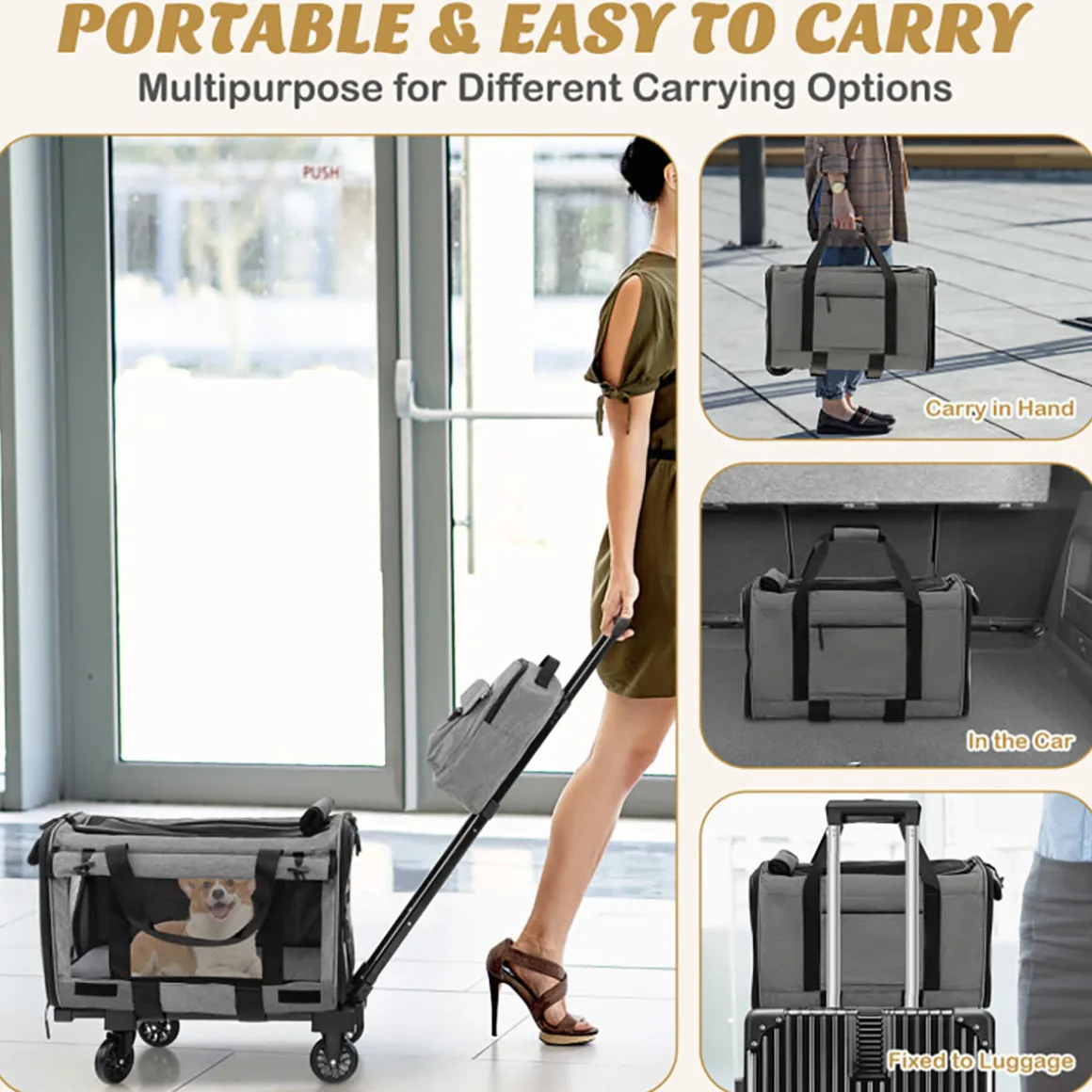 Soft Rolling Pet Carrier