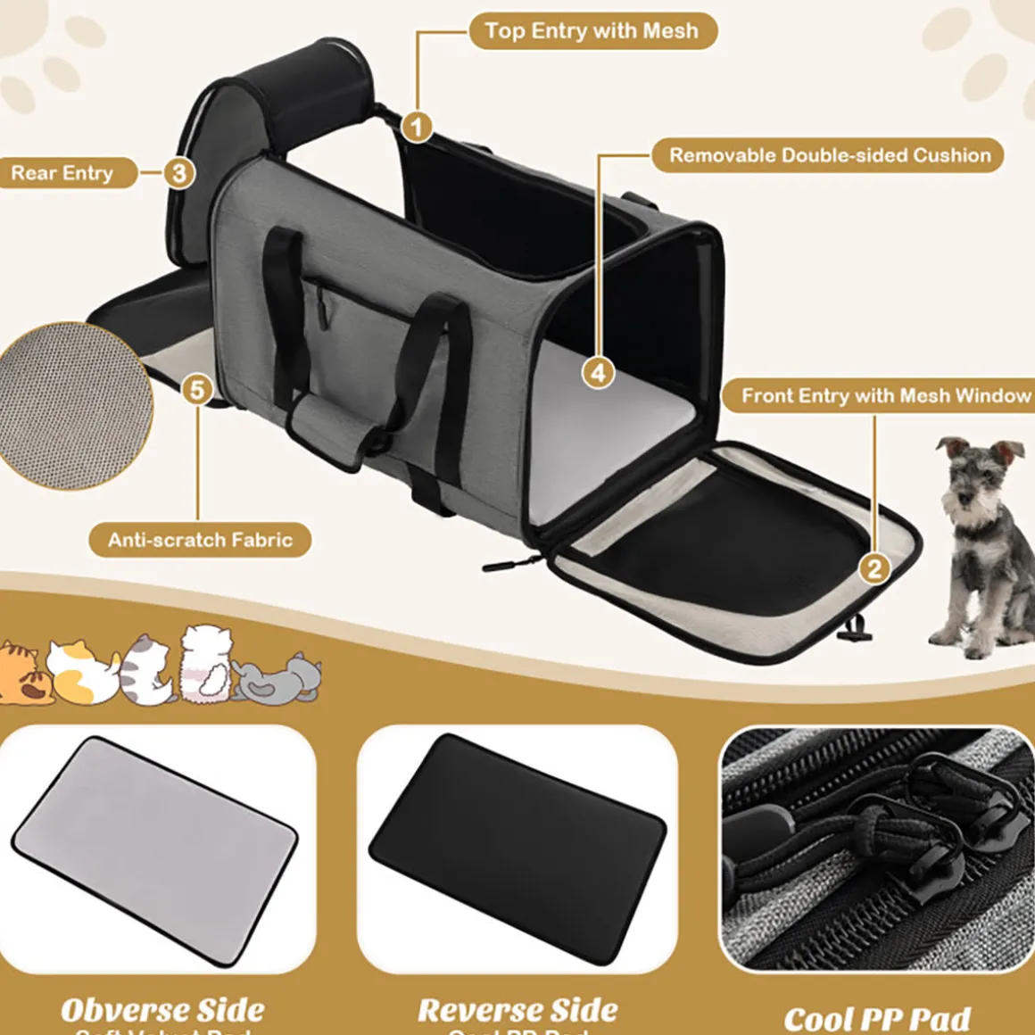 Soft Rolling Pet Carrier