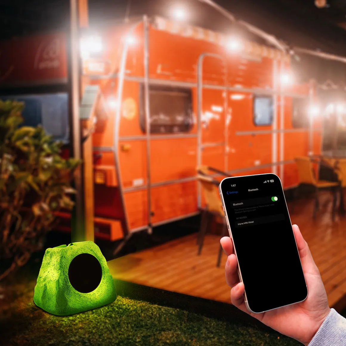 Solar Powered Bluetooth Rock Speaker with Multilink