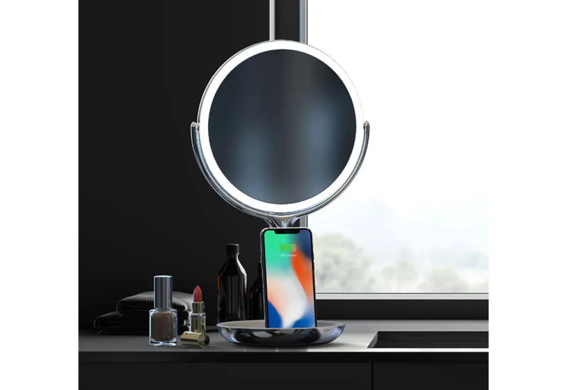 Spa Studio LED Vanity Mirror with Wireless Charging by Sharper Image