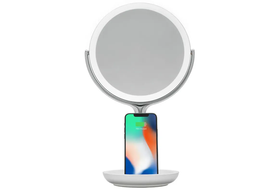 Spa Studio LED Vanity Mirror with Wireless Charging by Sharper Image