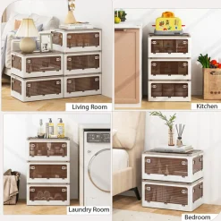 Stackable Storage Bins with Lids (Set of 3)