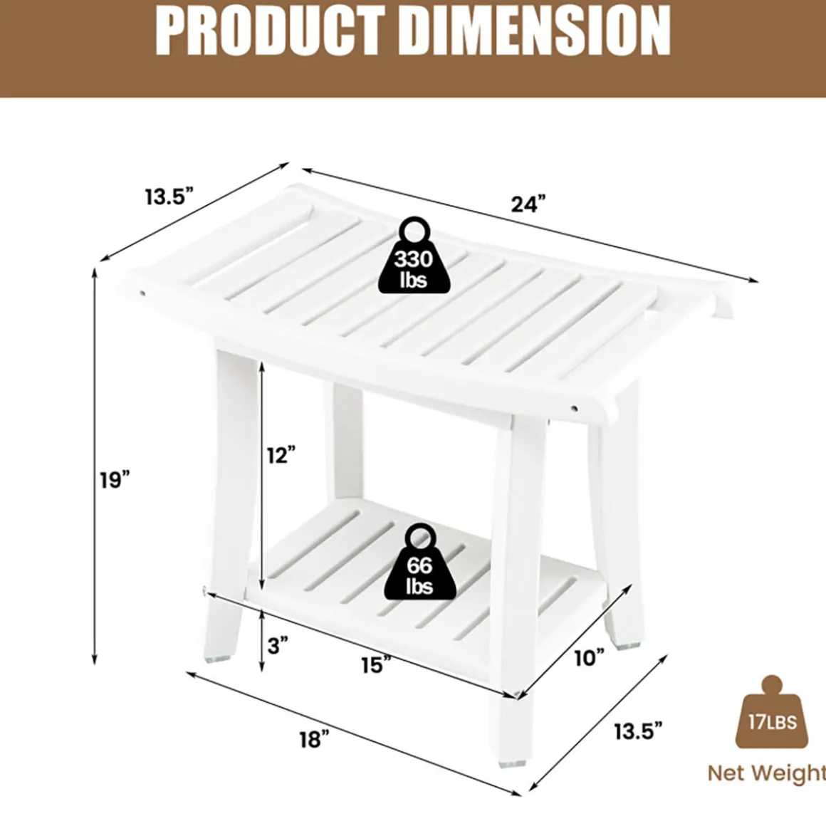 2-Tier Bathroom Shower Bench