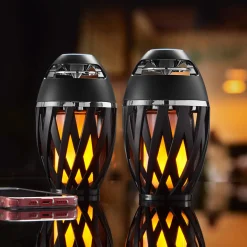 Tiki Torch Outdoor Bluetooth Speakers by Sharper Image (Set of 2)