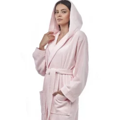 Turkish Cotton Ankle Length Hooded Bathrobe