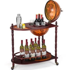 Vintage Globe Bar Cart with Extra Shelf