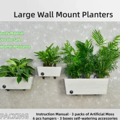 Wall Hanging Self-Watering Pot System for Indoor Plants (Set of 3)
