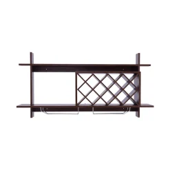 Wall Mount Wine Rack Organizer with Glass Holder