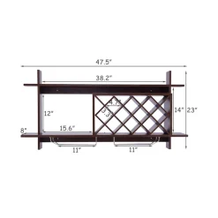 Wall Mount Wine Rack Organizer with Glass Holder