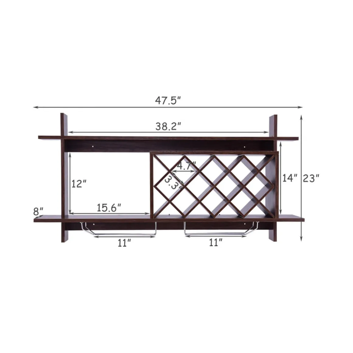 Wall Mount Wine Rack Organizer with Glass Holder
