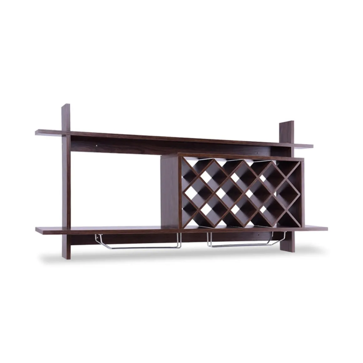 Wall Mount Wine Rack Organizer with Glass Holder