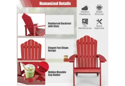 Weather Resistant Outdoor Adirondack Chair with Cup Holder