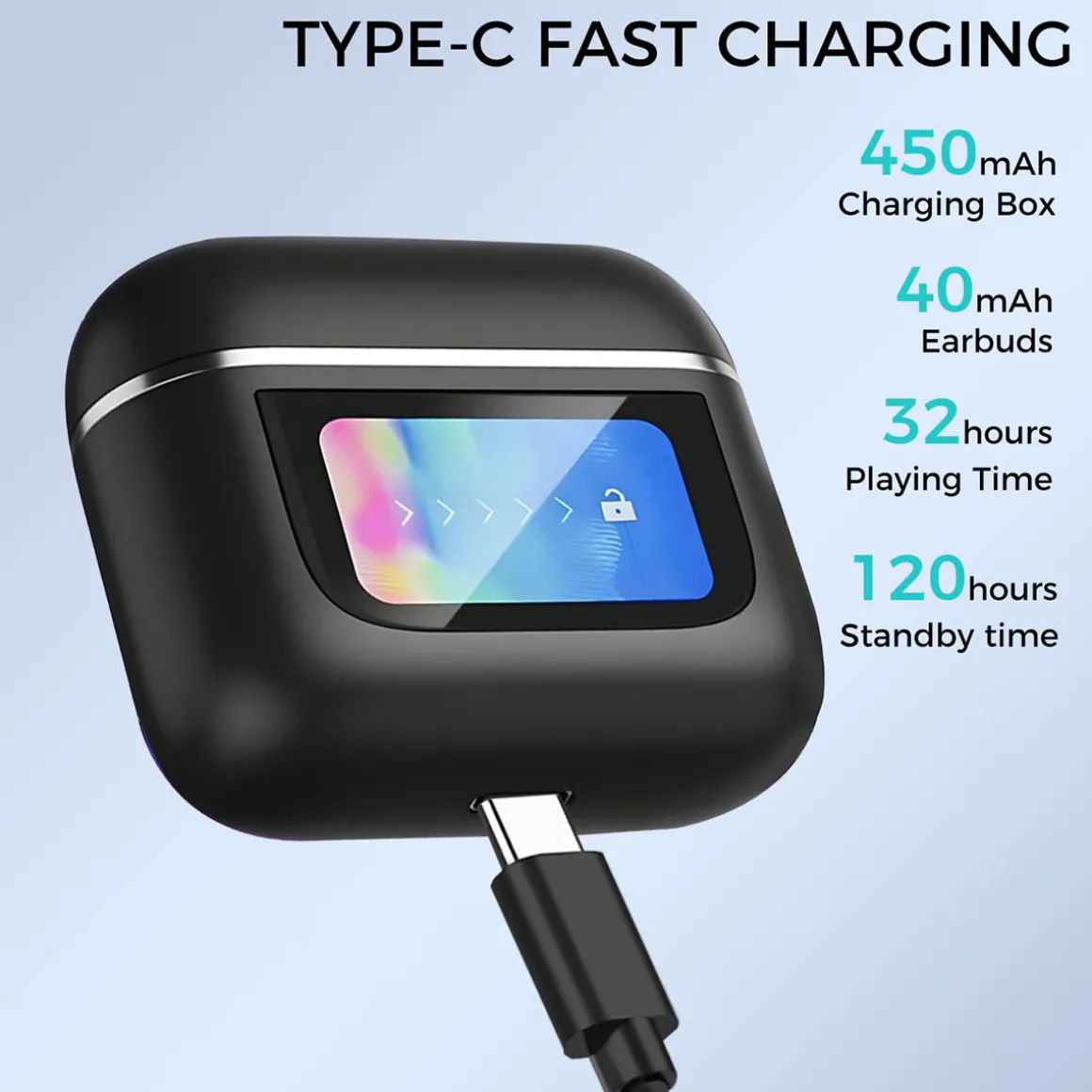 Wireless Earbuds with Touchscreen Smart Case