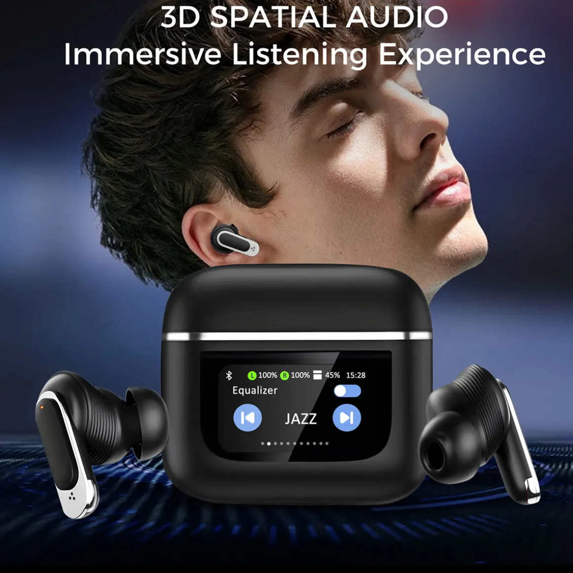 Wireless Earbuds with Touchscreen Smart Case