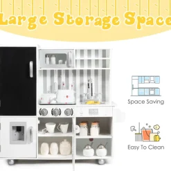 Wooden Pretend Play Kitchen with Sound