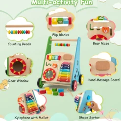 Wooden Push Walker Activity Center