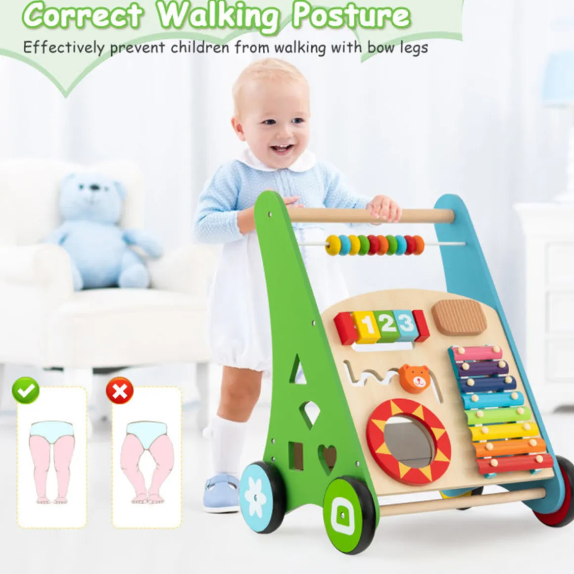 Wooden Push Walker Activity Center