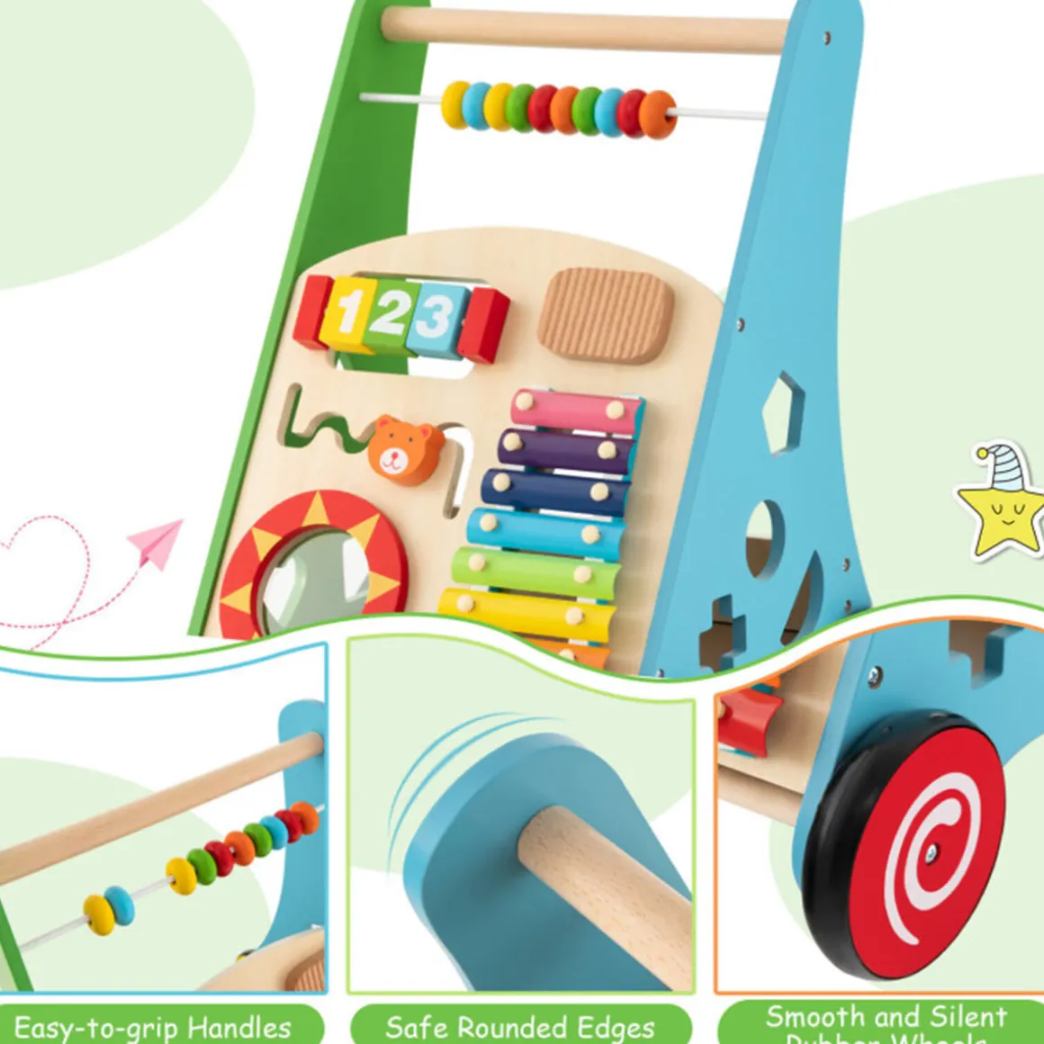 Wooden Push Walker Activity Center