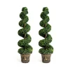 4' Artificial Boxwood Spiral Topiary Trees (Set of 2)