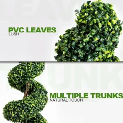 4' Artificial Boxwood Spiral Topiary Trees (Set of 2)