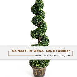 4' Artificial Boxwood Spiral Topiary Trees (Set of 2)